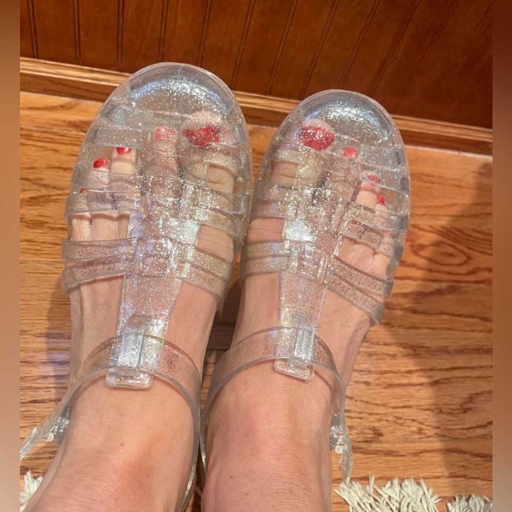 Amazon Clear Glitter sparkly Jelly Sandals for Women never worn